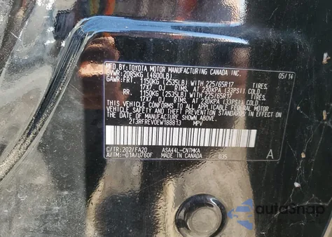 2014 Toyota Rav4 Xle из США, поврежденный, VIN 2T3RFREV0EW188813